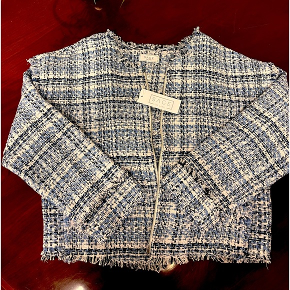 NWT Blue and White Tweed Blazer by Sage the Label - Picture 1 of 6